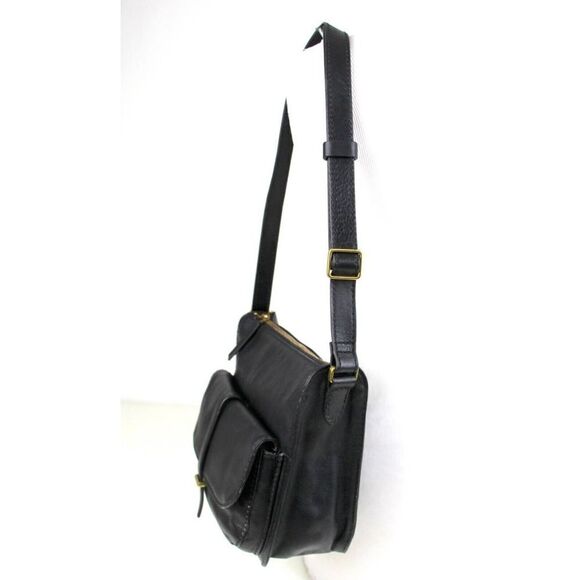 FOSSIL BLACK GENUINE LEATHER MEDIUM ZIP TOP HOBO TOTE SHOULDER BAG HANDBAG PURSE - Picture 5 of 15